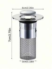 1/2pcs Stainless Steel Pop-Up Sink Drain With Filter, Anti-Clogging & Odor-Proof; Universal Press-Down Drain Stopper Suitable For Bathroom Sink - A - View 10