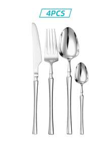 Vintage Stainless Steel Cutlery Set, 4/24/32Pcs Retro Tableware For Home Kitchen Wedding Holiday Gift - Silver - View 9