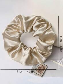 12pcs/1pc Women's 10cm/3.9in High-Quality Silky Satin Black, White, Khaki, Brown Hair Scrunchies, Fashionable Versatile Elegant Minimalist Solid Color Hair Ties, Suitable For Daily Wear, Casual, Party, Commute, Beach, Bun, Ponytail, Face Washing, Makeup, Outfit Accessory Elastic Hair Ties - Multicolor - View 2