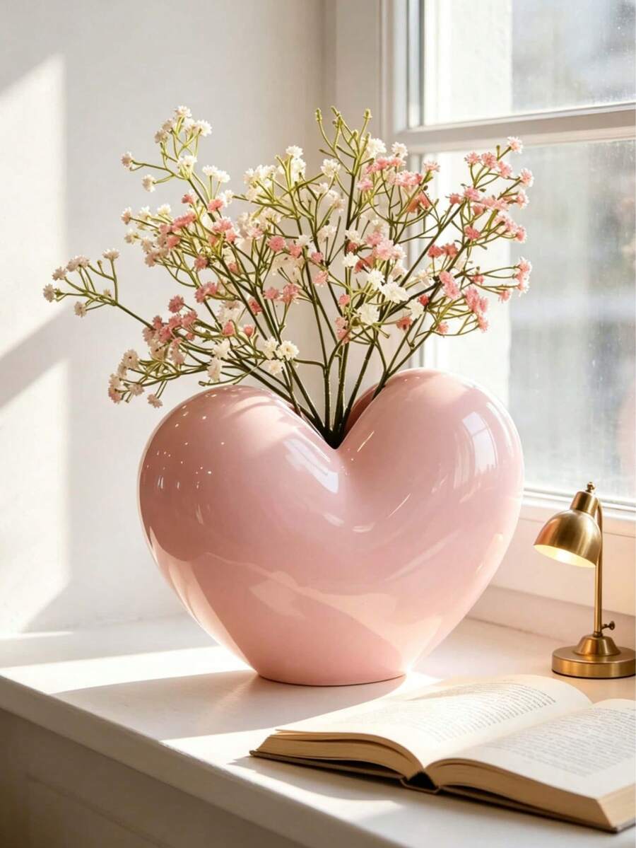 1 Bình hoa nhựa hình trái tim - Màu hồng bóng hoặc trắng, hình trụ cắt hình trái tim, thích hợp trang trí bàn tiệc, đám cưới, kỷ niệm, ngày Valentine - Bình nhựa dùng cho hoa hồng, hoa giả, trang trí nhà cửa. - Nhiều màu - Xem 1