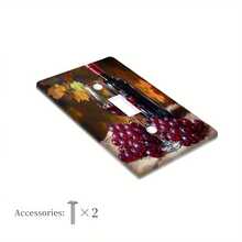 1pc Grape And Wine Print Switch Plate Cover - Autumn Harvest Themed Decorative Wall Plate, Fits 1-Gang/2-Gang Light Switches And Outlets, Durable Indoor/Outdoor Use, No Wiring Required, Kitchen Bathroom Bedroom Home Decor, Kitchen Wall Art | Vineyard Aesthetics | Vine Texture - A - View 6