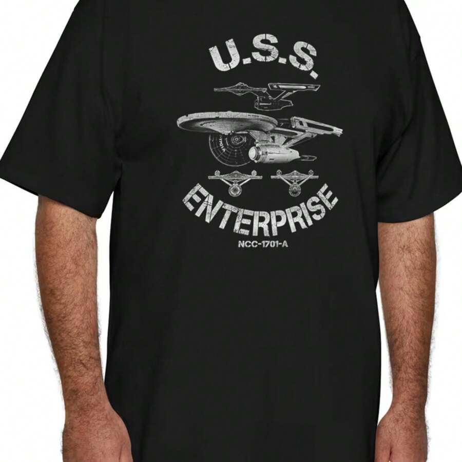 Printed T-Shirt For Men And Women - 黑色 - 查看 1