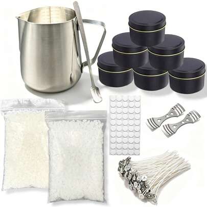 DIY Candle Making Kit For Beginners - Complete Candle Making Supplies, Including Pouring Pot, Candle Jars, Soy Wax, Wicks, Wick Stickers And Holders, Starter Set For Adults And Craft Hobbyists