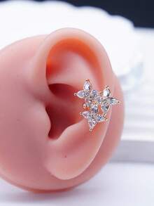 1 pieza Elegante Orejera con Circonita en Forma de Estrella, Diseño de Nicho Elegante, Estilo Elegante para Ir al Trabajo - Dorado - Ver 2