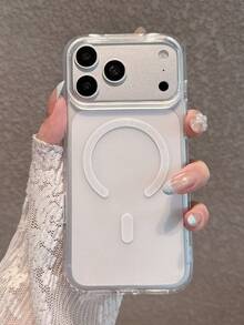 Minimalist Frosted Transparent Acrylic Magnetic Phone Case, Compatible With IPhone 17 Pro Max/17 Pro/17/16 Pro Max/16/16 Pro/16 Plus/15/15 Pro Max/15 Pro/15 Plus/11/12/13/14 Pro Max/12 Pro/12 Pro Max/13 Pro/13 Pro Max/7 Plus/14 Pro/14 Pro Max, Anti-Slip And Anti-Sweat Hard Shell - Frosted Transparent - View 3