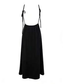 Sling Dress Women's Sexy Slim Fit Elegant Pleated Dress - 深灰色 - 查看 9