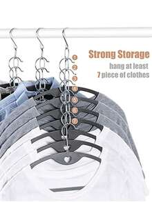 7-Slot Metal Chain Hanging Hook, Space-Saving Foldable Organizer Rack, Multi-Hook High-Efficiency Storage, Durable Wardrobe Accessory For Clothing Organization - Multicolor - View 11