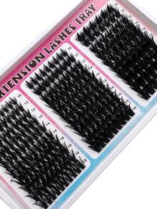 300D/200D/160D/100D/60D Spiky Cluster Eyelash Extension, 180pcs/260pcs Thick Spiky Realistic False Eyelashes 10-18mm Super Fluffy D-Curl Unique Spiky Cluster Fairy Lashes DIY Home Use - D - 查看 4