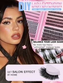 580pcs D-Curl Eyelash Extension Set: Featuring High-Capacity Design, Includes Upper And Lower Lash Clusters, Including "Comic-Style" Clusters, With Lengths Ranging From 8mm To 16mm. Aims To Help You Create A Voluminous And Alluring Eye Makeup Look. - D - View 10