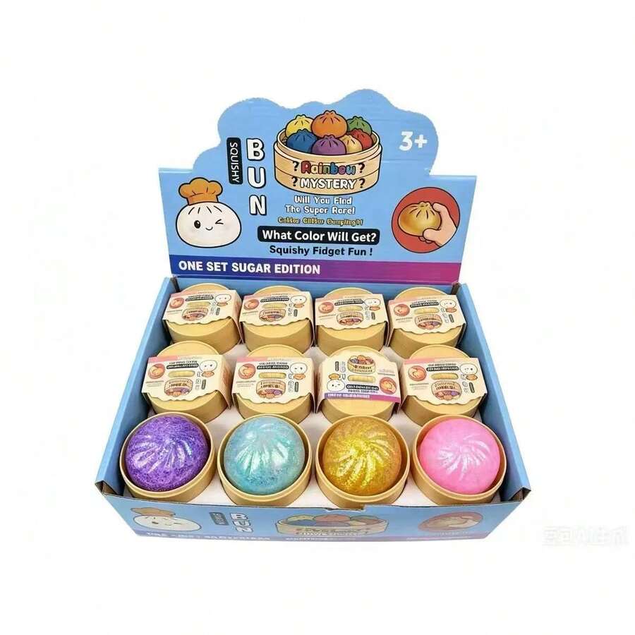4 món đồ chơi bóp mềm hình bánh bao lấp lánh nhiều màu sắc giúp giảm căng thẳng. - Nhiều màu - Xem 1