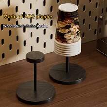 2pcs Convenient Disposable Cup Holder, Made Of ABS Plastic, Wood Grain Design, Very Suitable For Home, Workplace, Bathroom, And Cafes, A Disposable Cup Organizer, Suitable For Home And Party Use - Black - View 6