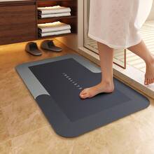 Diatomaceous Earth Bathroom Mat With Rubber Backing, Non-Slip, Thin, Stain-Resistant, Quick-Drying, Absorbent, Gray Bathroom Floor Mat/Shower Rug Suitable For Bathtubs, Homes, Hotels, Beauty Salons, Functional And Stylish Father's Day Gift - Dark Grey - View 13