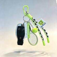 Móc khóa vợt tennis tự làm kèm bóng tennis mini, dây đeo dệt, trang trí phong cách thể thao, móc khóa dễ thương phù hợp cho người yêu thích tennis, phụ kiện thời trang cho ba lô, túi xách và chìa khóa xe hơi. - Nhiều màu - Xem 8