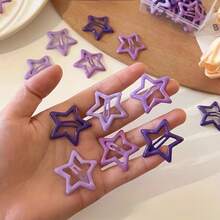 10/20/50/100pcs Purple Star Hair Clips For Women, Fashionable Bangs/Side Fringe Five-Pointed Star, Daily Wear, Bangs Styling, Stylish Clips, Star Design, Durable Hair Clips, Well-Crafted Clips, Women Hair Clips, Decorative Clips, Fashion Enthusiasts, Followers - Star Hair Clip - View 4