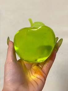 1pc Stress Relief Green Apple Fingertip Toy, Moldable Slow Rebound Apple Stress Ball, Party Favor - A - View 11