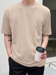 Men's Solid Color Crew Neck T-Shirt - Red - View 11