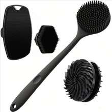 Bộ 4 món gồm bàn chải massage lưng bằng silicon và găng tay tắm mềm mại, dụng cụ cạo tẩy tế bào chết toàn thân và bàn chải tắm tạo bọt cực mạnh, dụng cụ làm sạch cơ thể tạo bọt phong phú. - Nhiều màu - Xem 1