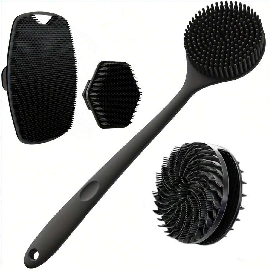 Bộ 4 món gồm bàn chải massage lưng bằng silicon và găng tay tắm mềm mại, dụng cụ cạo tẩy tế bào chết toàn thân và bàn chải tắm tạo bọt cực mạnh, dụng cụ làm sạch cơ thể tạo bọt phong phú. - Nhiều màu - Xem 1