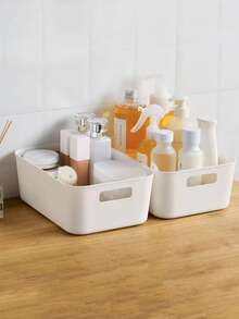 1/3/5 Keranjang Penyimpanan Bertumpuk dengan Pegangan - Organizer Plastik Serbaguna untuk Dapur, Kamar Mandi, Kamar Tidur - Aksesori Penyimpanan Rumah Klasik, Organizer Meja dan Laci - Keranjang penyimpanan - View 5