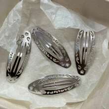 10pcs Vintage Silver Roman Palace Style Rectangle Bangs Clips, Floral BB Clips, Hair Clips, Side Clips - A - View 2