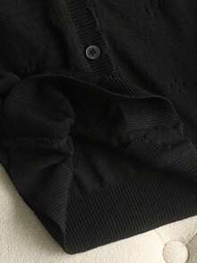 Cárdigan de punto ligero para mujer, de manga larga, informal y transpirable, para primavera/verano - Negro - Ver 5