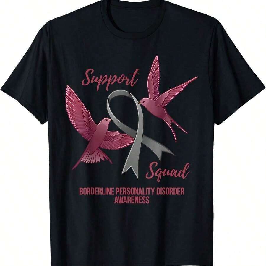 Borderline Personality Disorder Awareness Gray T-Shirt Suower - Black - View 1