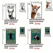 1/4件復古幽默動物金屬錫製裝飾牌，可愛驢子「Are You Pooping」幽默牆飾，適用居家、辦公室、浴室、洗手間、咖啡廳、農舍牆面裝飾，20x30cm UV印刷，居家裝飾入厝禮物 - 彩色 - 查看 2
