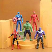 Marvel 5件套超级英雄可动人偶套装 - 完美礼物之选，复仇者联盟系列，精美图案展示，小巧设计，细节丰富的模型，高品质收藏品，角色收藏，漫画迷必备（款式随机） - 彩色 - 查看 2