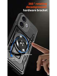 For V 60 LITE Case, Built-In 360°Rotate Magnetic Ring Stand Shockproof Protective Phone Case For V 60 Lite Phone Case - Black - View 3