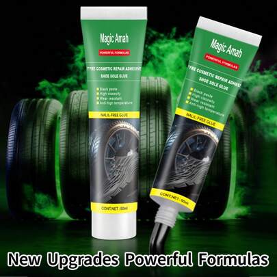Multi-Purpose Tire Sole Repair Glue, High Temperature & High Adhesive Black Adhesive, Car Tire Scratch & Crack Repair, Shoe Edge & Sole Detachment Repair, Waterproof & Wear-Resistant, Tubeless Tire Repair Kit