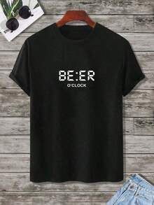 Men's Graphic Letter T-Shirt - Black - View 3