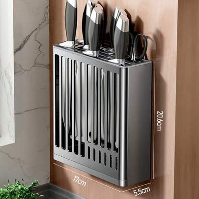 Soporte para cuchillos, estante de cocina para encimera, soporte integrado para tabla de cortar y cuchillos
