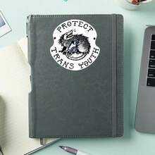 1PC Protect Trans Youth Vinyl Sticker, Cute Opossum Quote Decal With Soft Pastel Illustration And Supportive Message, Waterproof Decorative Sticker For Laptop, Water Bottle, Notebook, Journal, Phone Case And Tumbler Decor - S2158 - View 4