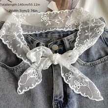 1pc Vintage Style Lace Scarf Headband Waist Belt - Elegant Long Ribbon With Floral Pattern, Machine Washable, Suitable For Weddings, Parties, Beach Activities And Casual Wear, Wedding Accessories, Sweet Style Accessories, Silk-Like Texture - Multicolor - View 3