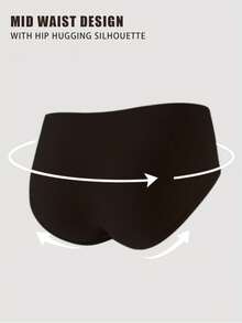 4pcs/Pack Seamless Mid-Waist Panties, Maillard Color Comfortable High Elasticity Triangle Briefs - Multicolor - View 8