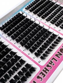 300D/200D/160D/100D/60D Spiky Cluster Eyelash Extension, 180pcs/260pcs Thick Spiky Realistic False Eyelashes 10-18mm Super Fluffy D-Curl Unique Spiky Cluster Fairy Lashes DIY Home Use - D - 查看 10