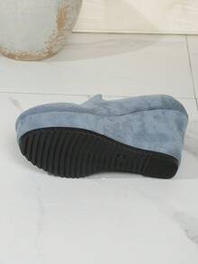 Fashion Platform Slip-On New Minimalist Spring/Autumn Outdoor Plus Size Women's Wedge Heel Thick Bottom Pumps (Shoes Run Small By 1 Size) - Blue - View 7