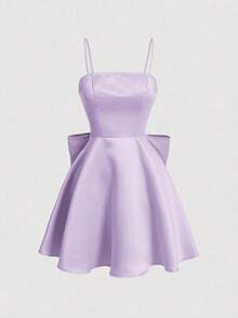 Vestido de tirantes elegante de unicolor y simple para uso diario de mujer - Lila Púrpura - Ver 7