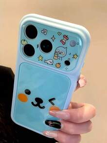 1pc Minimalist Expression Lens Protection Phone Case, Dual Design For IPhone 17 Pro Max, Suitable For IPhone 16 Pro Max, 15 Pro Max, 14 Pro Max, Korean Stylish Interesting 2-In-1 Phone Case, Shock-Resistant Frame, Hard Coated Blue Back Cover, Compatible With IPhone 11/12/13/14/15/16 Pro Max Plus, Elegant Design Suitable For Both Men And Women, Ideal Gift For Christmas, Valentine's Day, Easter, Wedding Season And Birthday For Girlfriend - Multicolor - View 3