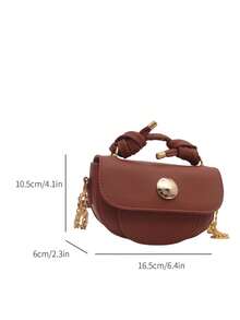 Mini Chain Flap Saddle Bag, Fashionable Business Casual Handbag For Women, Perfect For Office, Business And Work - Brown - View 2