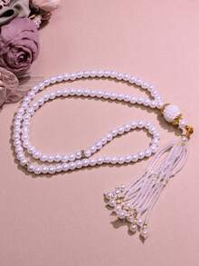 1 chuỗi hạt 99 hạt ngọc trai trắng có tua rua, chuỗi hạt cầu nguyện Ramadan, chuỗi hạt cầu nguyện 99 hạt phổ biến ở Trung Đông, phụ kiện tôn giáo unisex, chuỗi hạt cầu nguyện Ramadan để tụng niệm hàng ngày, quà tặng Ramadan - Nhiều màu - Xem 6