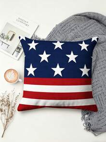1pc Patriotic American Flag Linen Pillow Cover - 4th Of July Decorative Throw Cushion Case With Stars And Stripes Design, Zippered Closure, Machine Washable For Sofa, Couch, Or Bed (Single Side, No Insert - 1pc - View 8