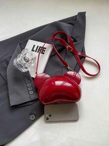 Fashion Spring/Summer Jelly Ear Design Cute Cartoon Mini Shoulder Crossbody Bag, Cell Phone Pouch, Coin Purse, Valentine's Day Gift - Burgundy - 查看 6