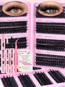 CMAYOME 544/640簇10D-20D-30D-40D-50D-60D-80D-100D-120D高密度高性价比多规格柔软逼真手工嫁接假睫毛，长度10-18mm（含眼尾延长），狐狸眼、猫眼、立体单簇假睫毛，可DIY搭配动漫、卡通、日韩、偶像、甜美、女王风眼妆，持久耐用可重复使用，适合日常通勤、节日、派对、音乐节、演唱会、送给女孩的礼物、母亲节等场合。 - 彩色 - 查看 5