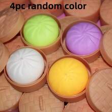 4pcs Dumpling Squeezing Toy, Dumpling Stress Ball, Steamed Bun Squeezing Toy Stress Ball, Adult Gift (With Steamer) - Multicolor - View 7