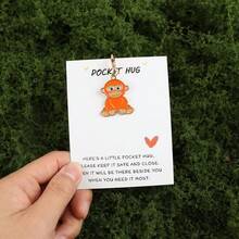 1pc/2pcs/5pcs Cute Hugging Monkey Animal Keychain - Pocket Hug Card, Perfect Spirational Accompanying Gifts For Colleagues, Friends, Partners - Multicolor - View 6