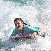 ATUNAS Body Boards, 33-43 Bodyboard Beach With Wrist Leash, Solid PE/EVA Closed-Cell Waterproof Foam, Surfing Kids And Adults - 40 Inch + Marble Pink - View 6