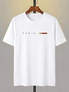 Short-Sleeved T-Shirt With "PARIS" Print. Modern Design, Soft And Breathable. Express Shipping From A Local Warehouse. - White - View 3