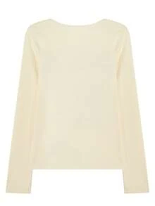 Letter Print Round Neck Long Sleeve Fitted Casual T-Shirt For Women, Spring/Autumn - Apricot - View 6