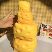 Extra Large Realistic Cheese Squeeze Toy - Oversized Slow Rebound Soft & Lifelike Food Design, Suitable For Desktop Play/Office Relaxation/Birthday Gift - Multicolor - View 4